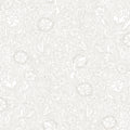 Caroline wallpaper by Sandberg in soft white tone-on-tone, delicate floral and foliage pattern, flat roll swatch