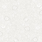 Caroline wallpaper by Sandberg in soft white tone-on-tone, delicate floral and foliage pattern, flat roll swatch