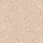 Caroline wallpaper by Sandberg in dusky blush pink, scrolling dianthus and wildflower motif, flat roll swatch