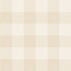 Lykke wallpaper by Sandberg in warm beige sand, large buffalo-check plaid with linen texture, flat roll swatch