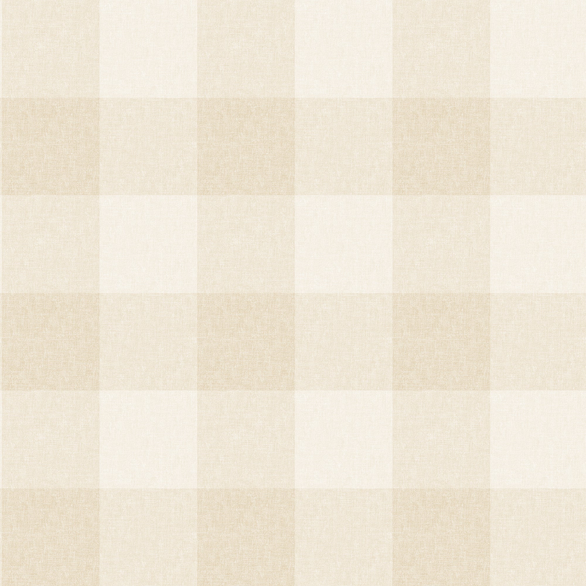 Lykke wallpaper by Sandberg in warm beige sand, large buffalo-check plaid with linen texture, flat roll swatch