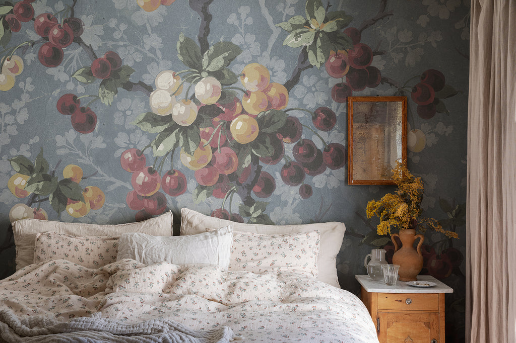 Franka wall mural by Sandberg in Sky Blue, styled in a room, view 2