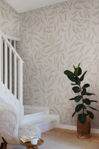 Jennie wall mural by Sandberg in Hazel, styled on an interior wall