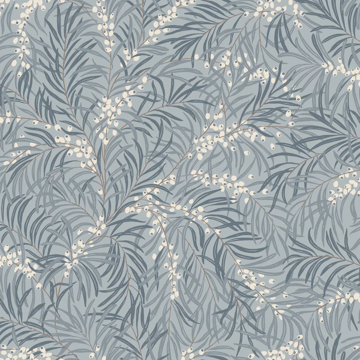 Idun Misty Blue wallpaper by Sandberg – botanical design