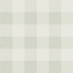 Lykke wallpaper by Sandberg in pale sage green, large buffalo-check plaid with linen texture, flat roll swatch