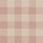 Lykke wallpaper by Sandberg in clay pink, oversized buffalo-check plaid with linen texture, flat roll swatch