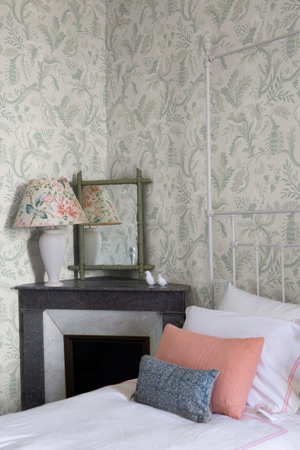Daphne wallpaper by Sandberg in Pastel, styled on an interior wall