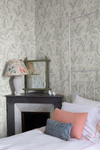 Daphne wallpaper by Sandberg in Pastel, styled on an interior wall