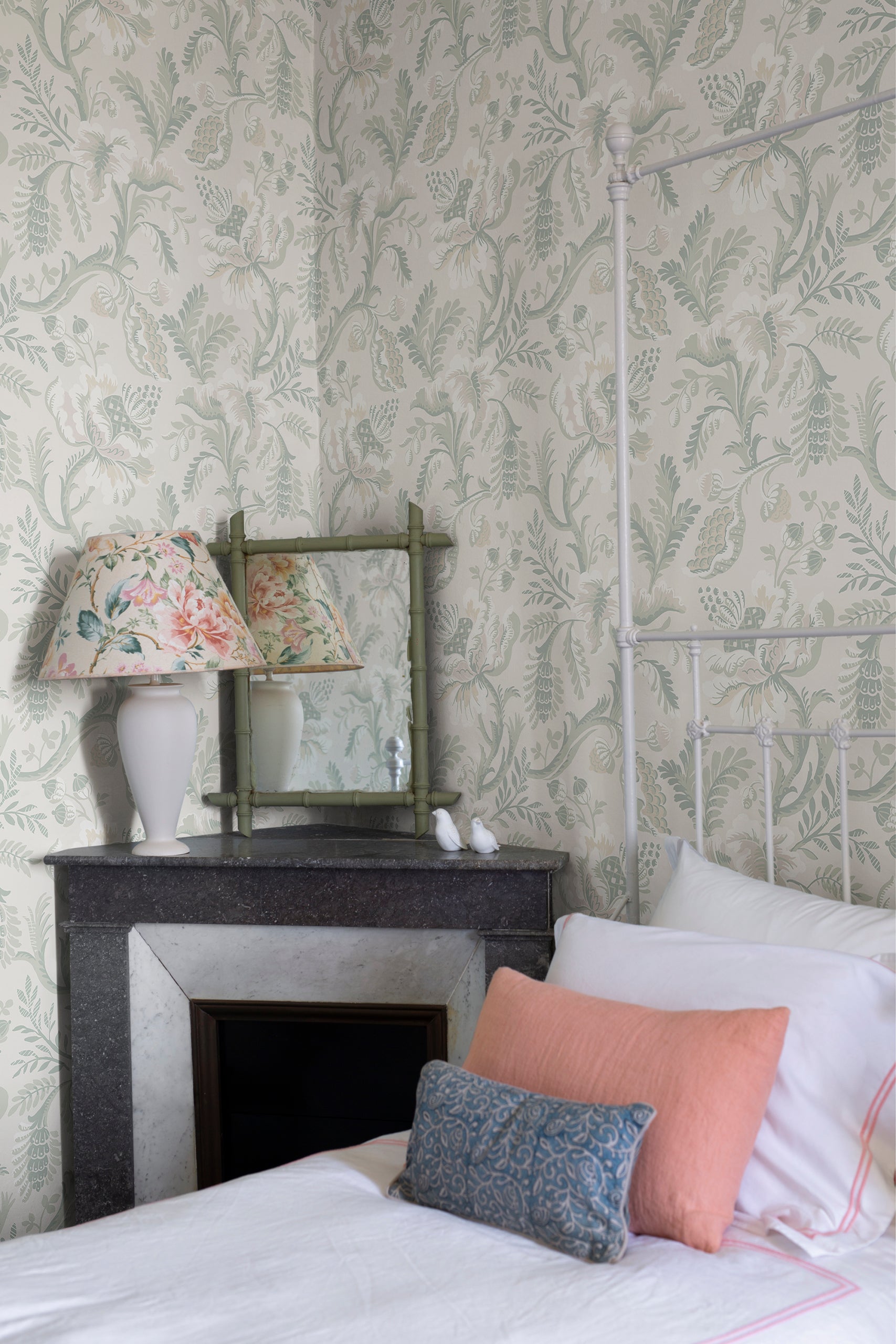 Daphne wallpaper by Sandberg in Pastel, styled on an interior wall