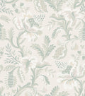 Daphne wallpaper by Sandberg, flat swatch of a soft sage and cream jacobean floral on ivory