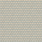 Hugo wallpaper by Sandberg, petite blue florals in a golden trellis on cream, flat swatch