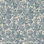 Valentin wallpaper by Sandberg, flat swatch of a blue-grey damask floral on cream