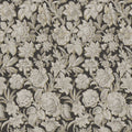 Valentin wallpaper by Sandberg, flat swatch of a dense damask floral in grey and taupe on charcoal