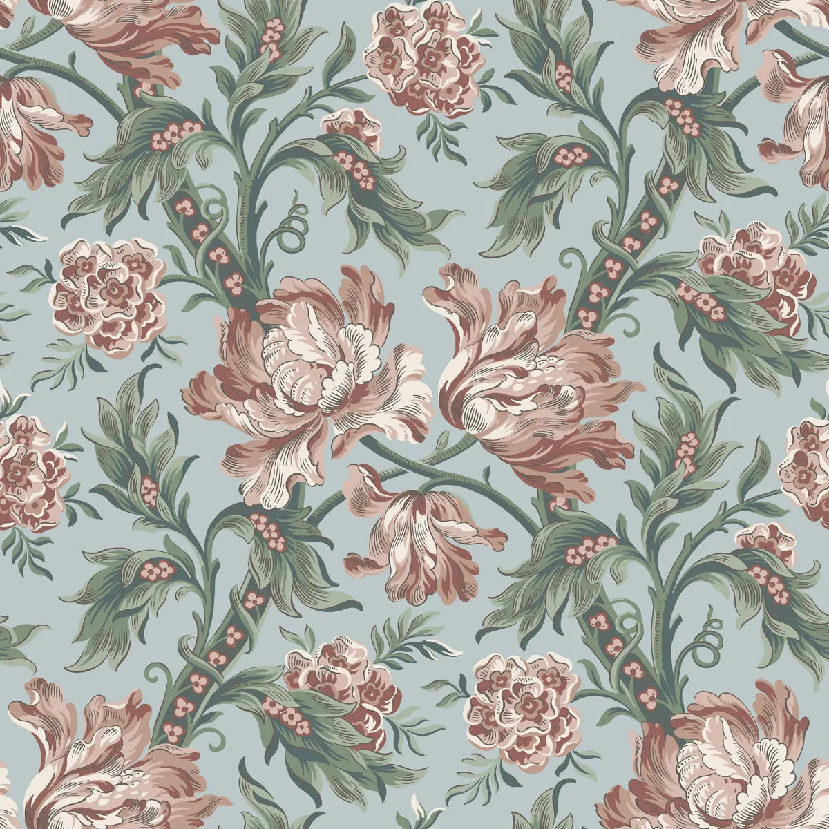 Amelia Sky Blue wallpaper by Sandberg – floral design