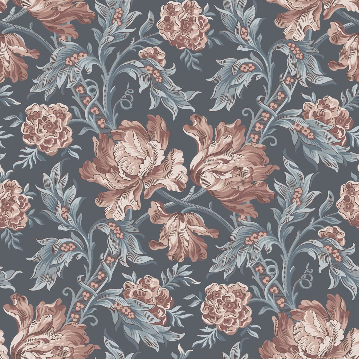 Amelia Indigo Blue wallpaper by Sandberg – floral design