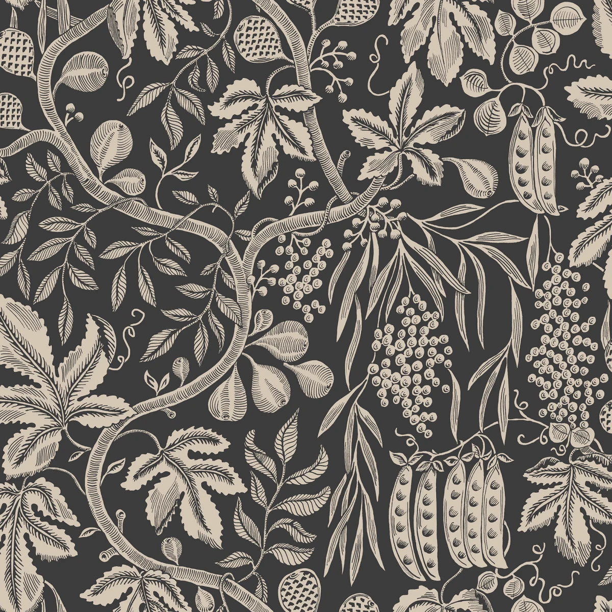 Fig Garden Charcoal wallpaper by Sandberg – botanical design