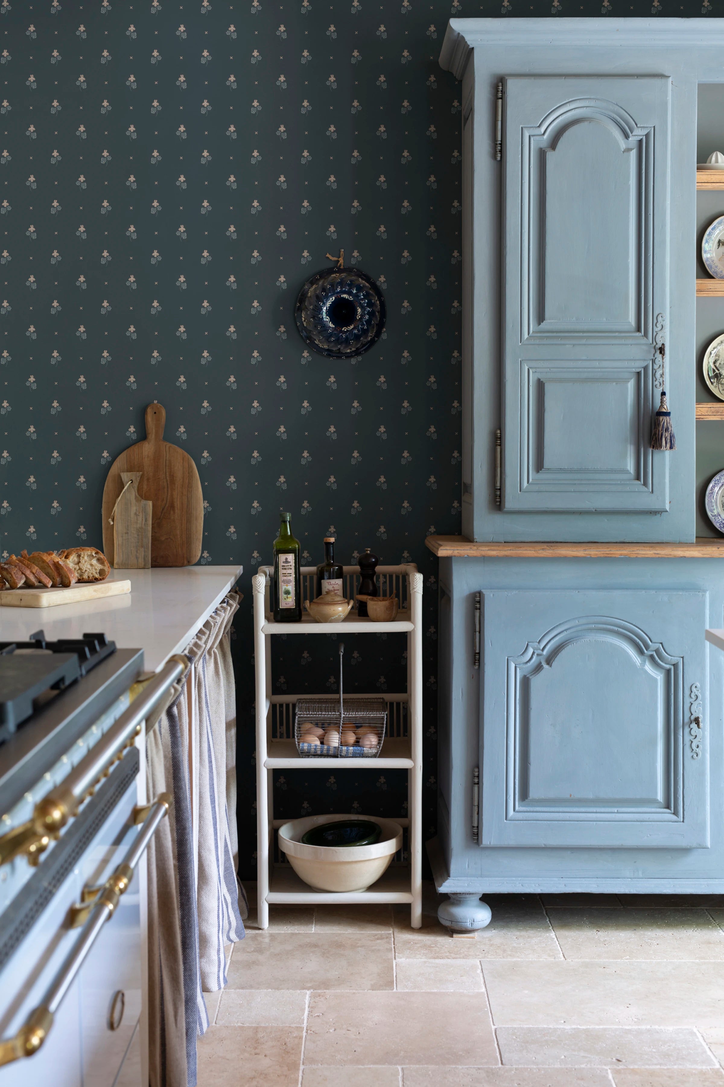 Mimi wallpaper by Sandberg – Blue – Indigo Blue colourway, styled on an interior wall