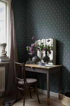 Mimi wallpaper by Sandberg – Blue – Indigo Blue colourway, styled in a second room setting