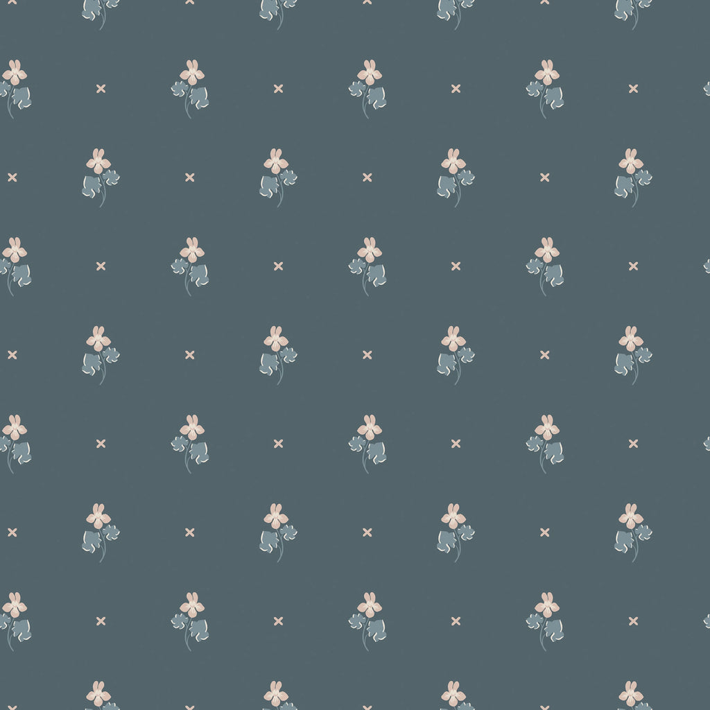 Mimi wallpaper by Sandberg – Blue – Indigo Blue colourway, flat pattern repeat