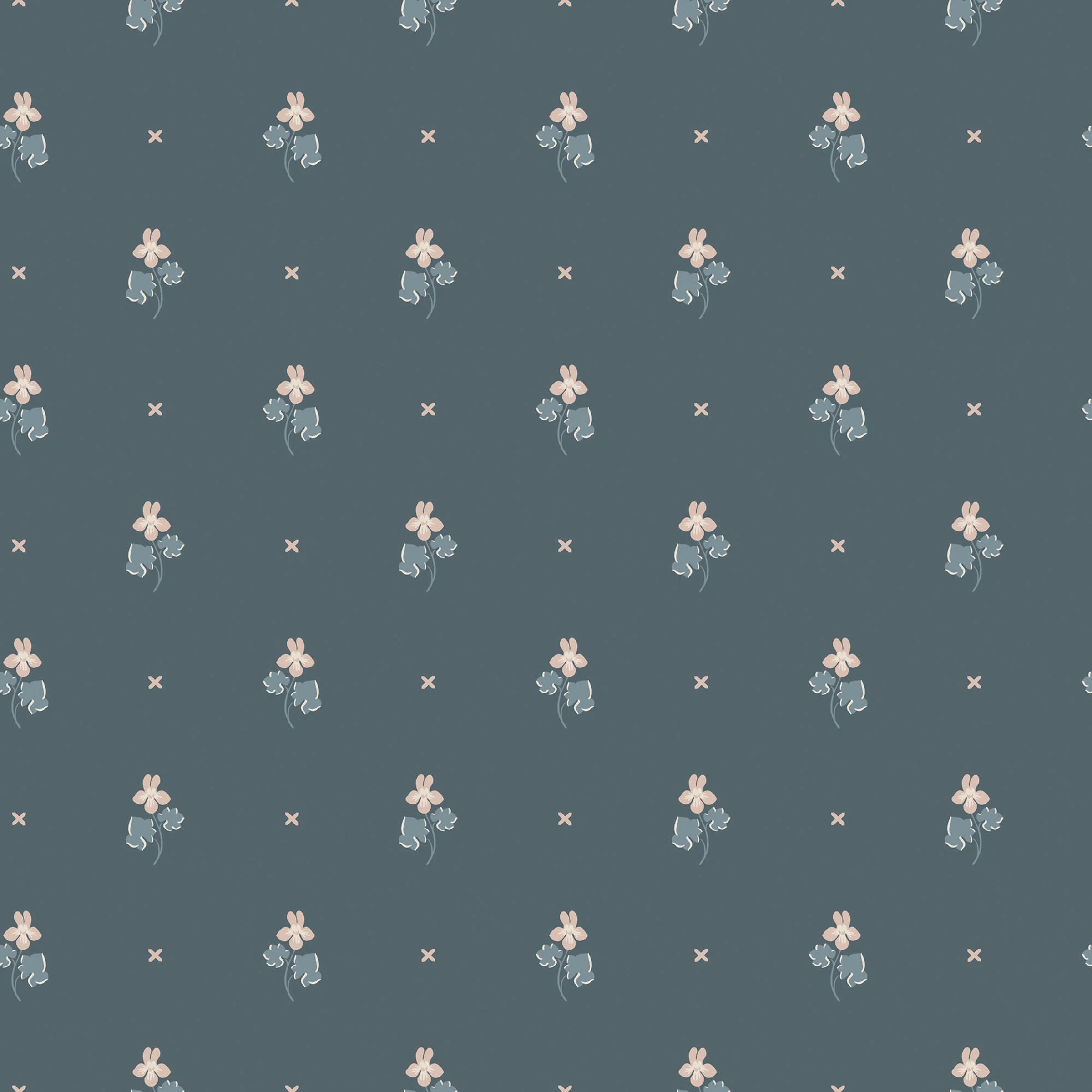 Mimi wallpaper by Sandberg – Blue – Indigo Blue colourway, flat pattern repeat