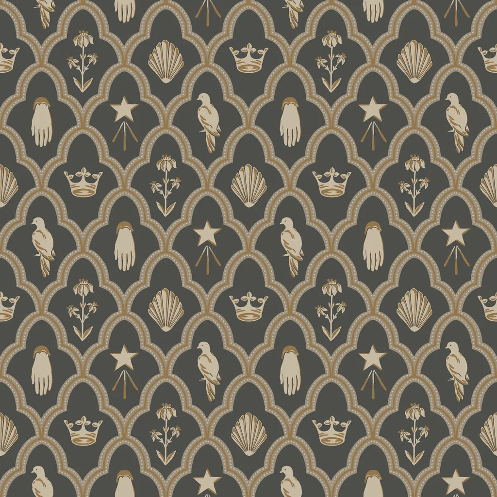 Turtledove Barn Charcoal wallpaper by Sandberg – geometric design