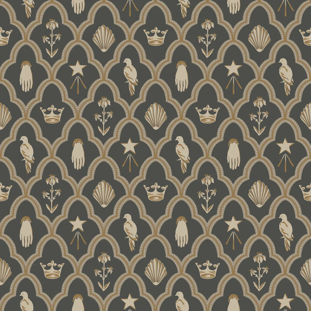 Turtledove Barn Charcoal wallpaper by Sandberg – geometric design