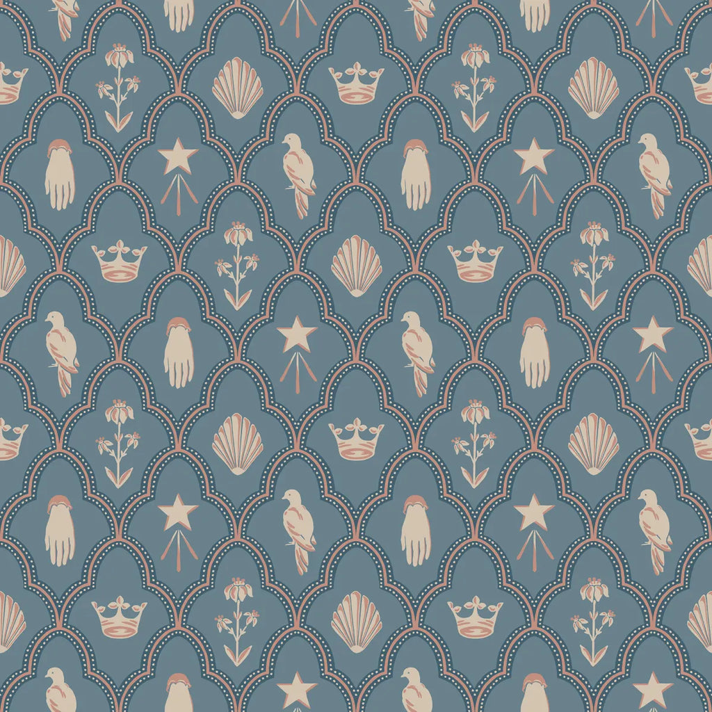 Turtledove Barn Indigo Blue wallpaper by Sandberg – geometric design