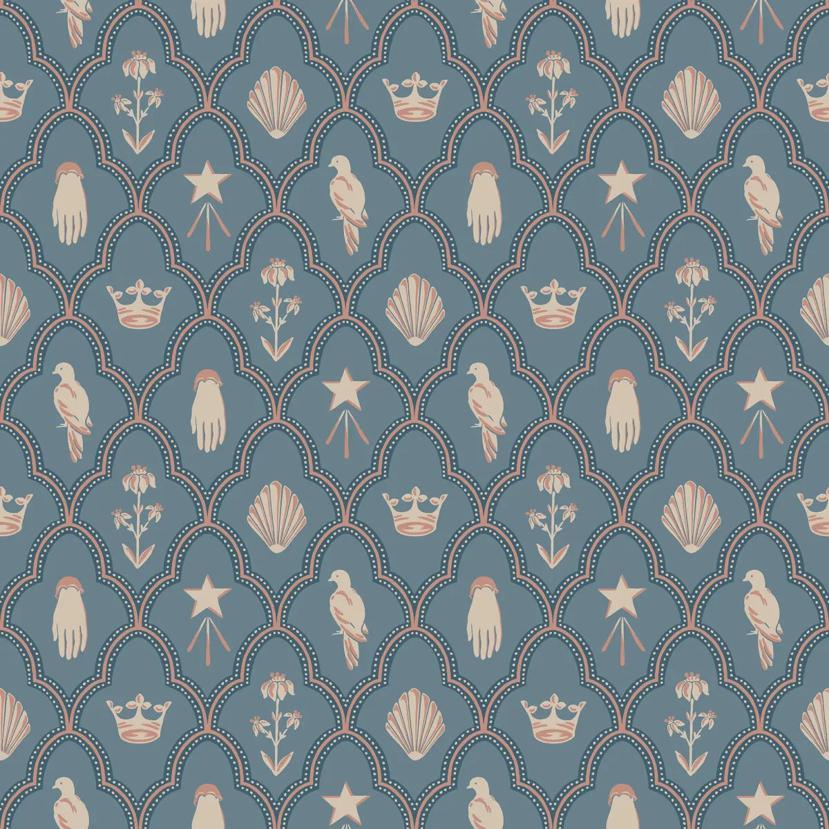Turtledove Barn Indigo Blue wallpaper by Sandberg – geometric design