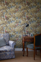 Benjamin wallpaper by Sandberg – botanical design, Green – Forest Green – styled in a room setting