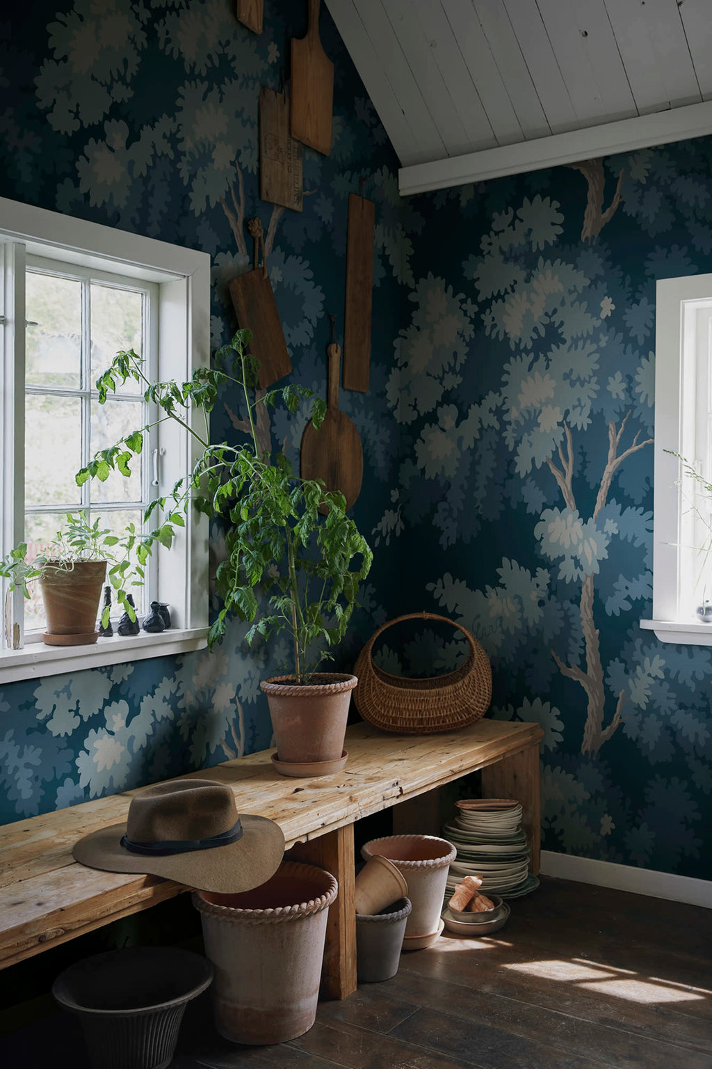 Raphael Mural wall mural by Sandberg – forest & woodland design, Blue – Midnight Blue