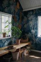 Raphael Mural wall mural by Sandberg – forest & woodland design, Blue – Midnight Blue