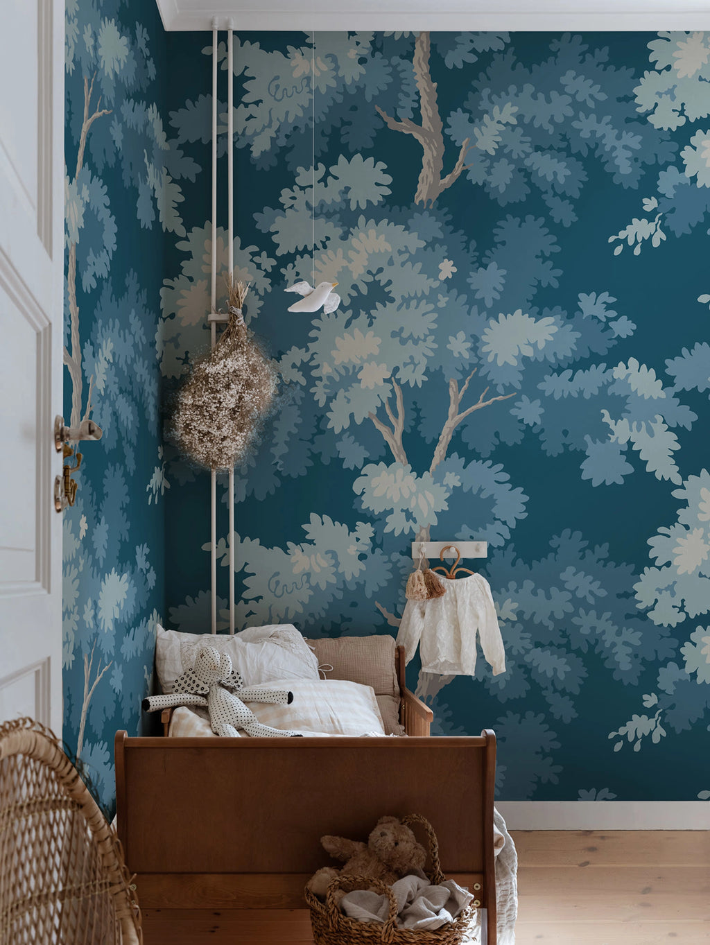 Raphael Mural wall mural by Sandberg – forest & woodland design, Blue – Midnight Blue