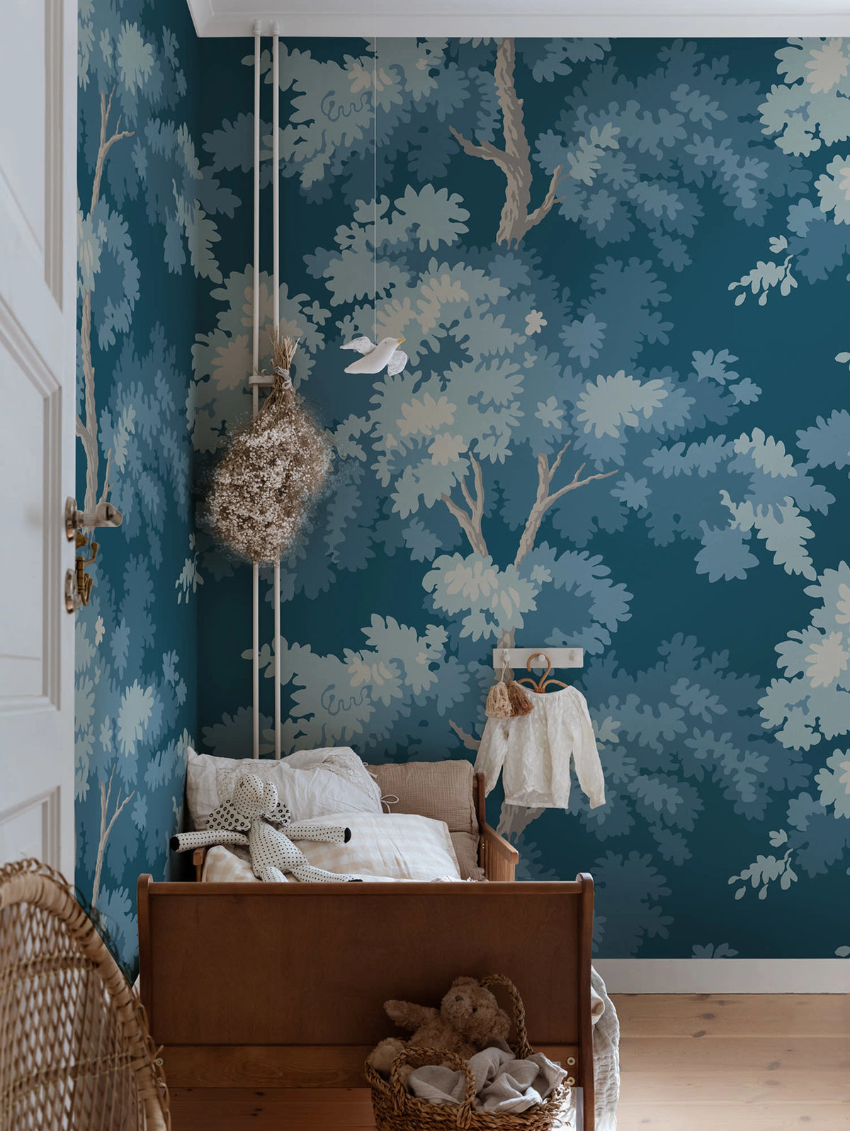 Raphael Mural wall mural by Sandberg – forest & woodland design, Blue – Midnight Blue