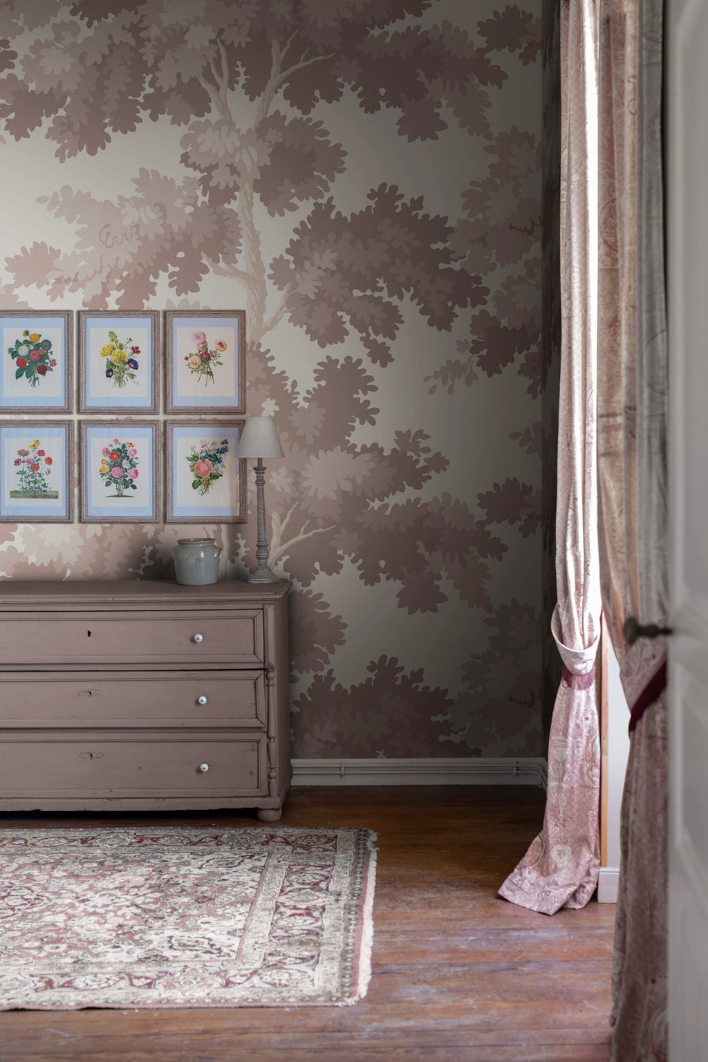 Raphael Mural wall mural by Sandberg – forest & woodland design, Pink – Blush