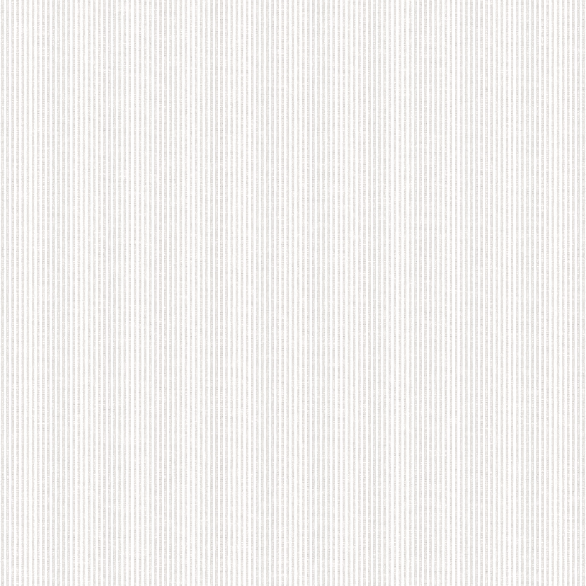 Rand Stripe wallpaper by Sandberg, flat swatch of a fine greige-and-white narrow ticking pinstripe