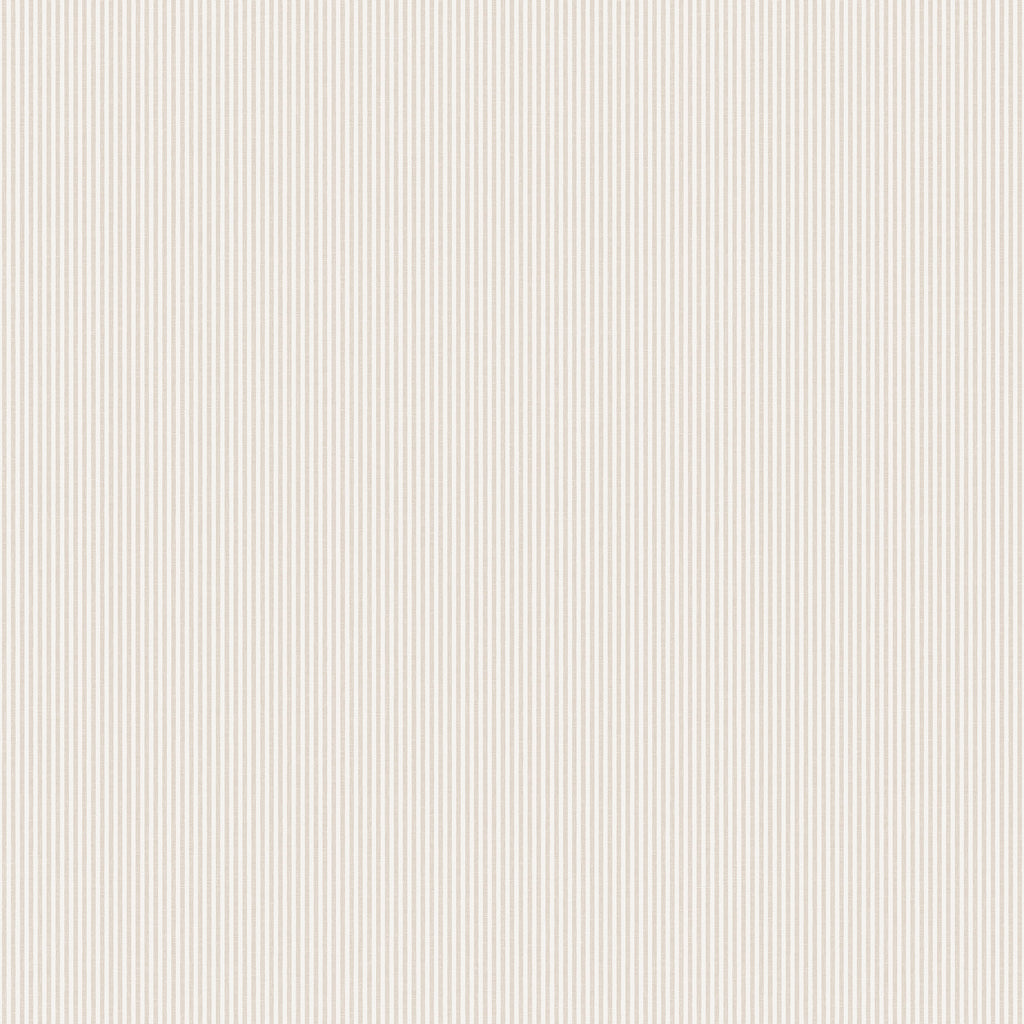 Rand Stripe wallpaper by Sandberg, flat swatch of a fine sand-and-white narrow ticking pinstripe