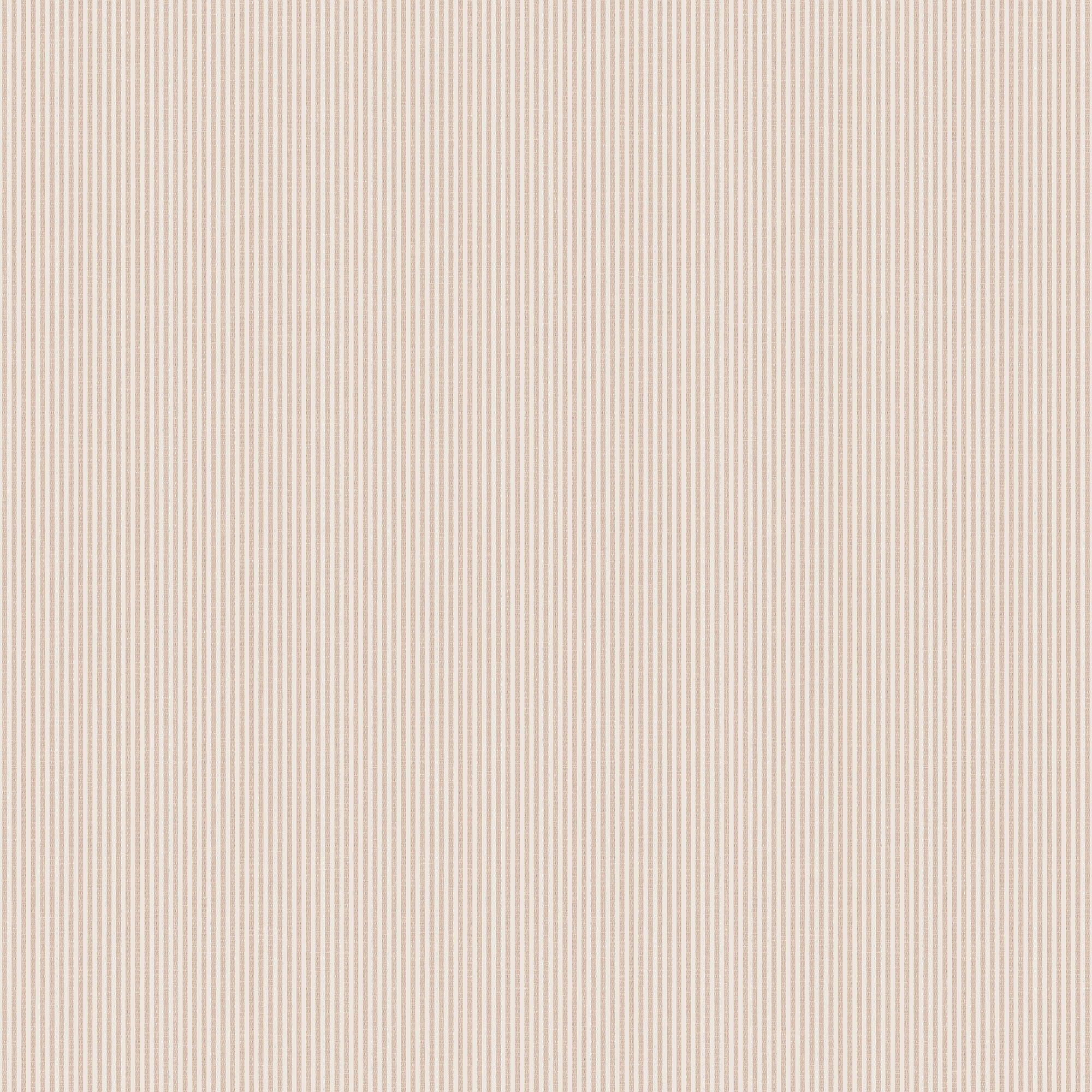 Rand Stripe wallpaper by Sandberg, flat swatch of a fine taupe-and-white narrow ticking pinstripe