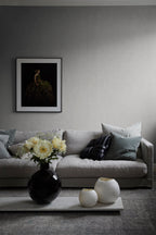 Kalk wallpaper by Sandberg in Grey, styled on an interior wall