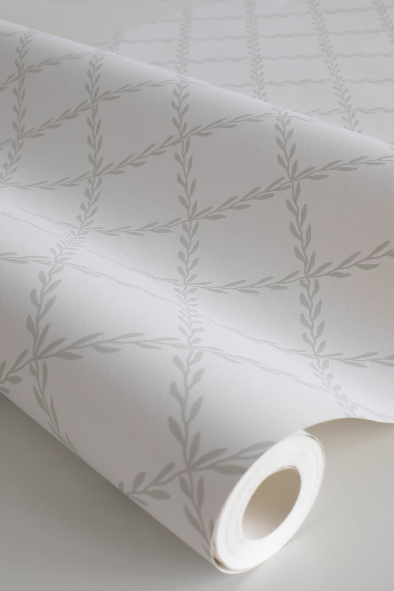 Trellis wallpaper by Sandberg in Garden Green, close detail of the print