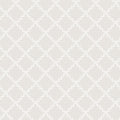 Trellis wallpaper by Sandberg in white on soft greige, leaf-trail trellis design, flat roll swatch