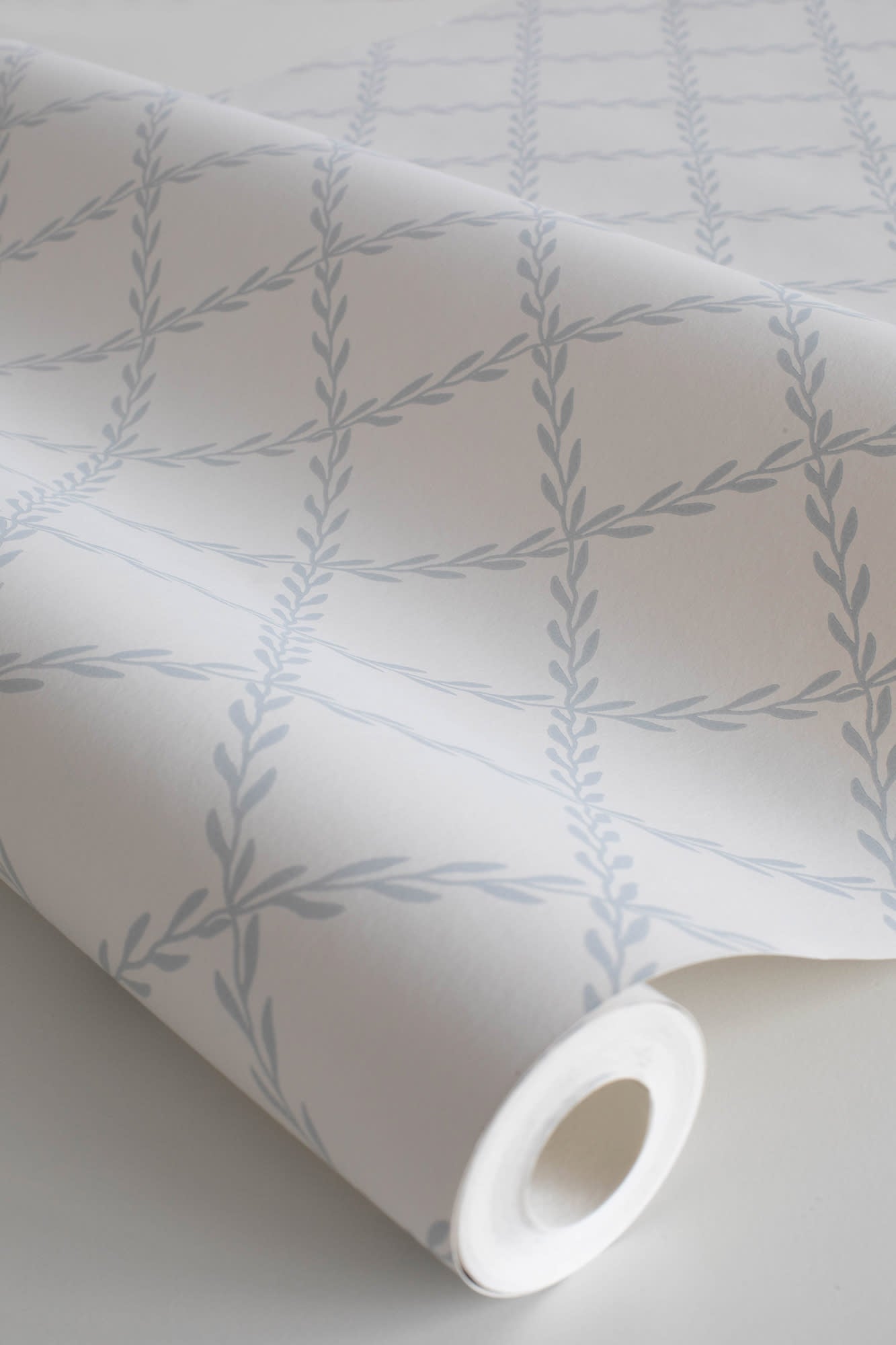 Trellis wallpaper by Sandberg in Misty Blue, close detail of the print