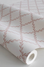Trellis wallpaper by Sandberg in Terracotta, close detail of the print