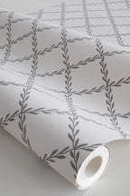 Trellis wallpaper by Sandberg in Graphite, close detail of the print