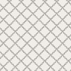 Trellis wallpaper by Sandberg in charcoal grey, leafy vine diamond lattice on cream, flat roll swatch