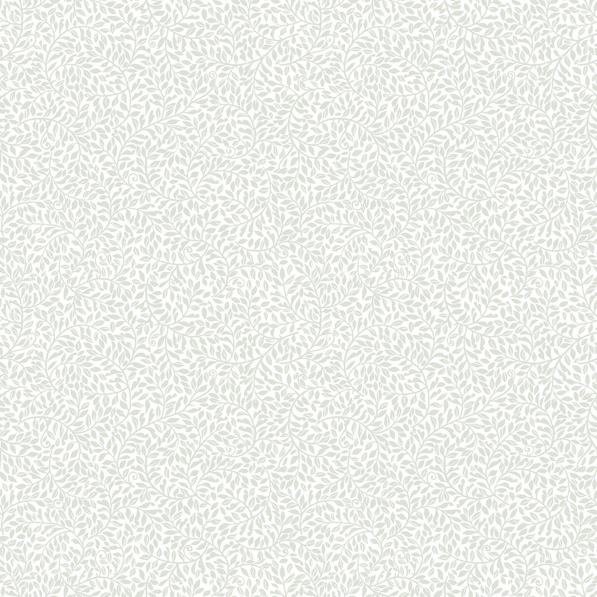 Bladverk wallpaper by Sandberg in soft grey on white, delicate trailing leaf-sprig pattern, flat roll swatch