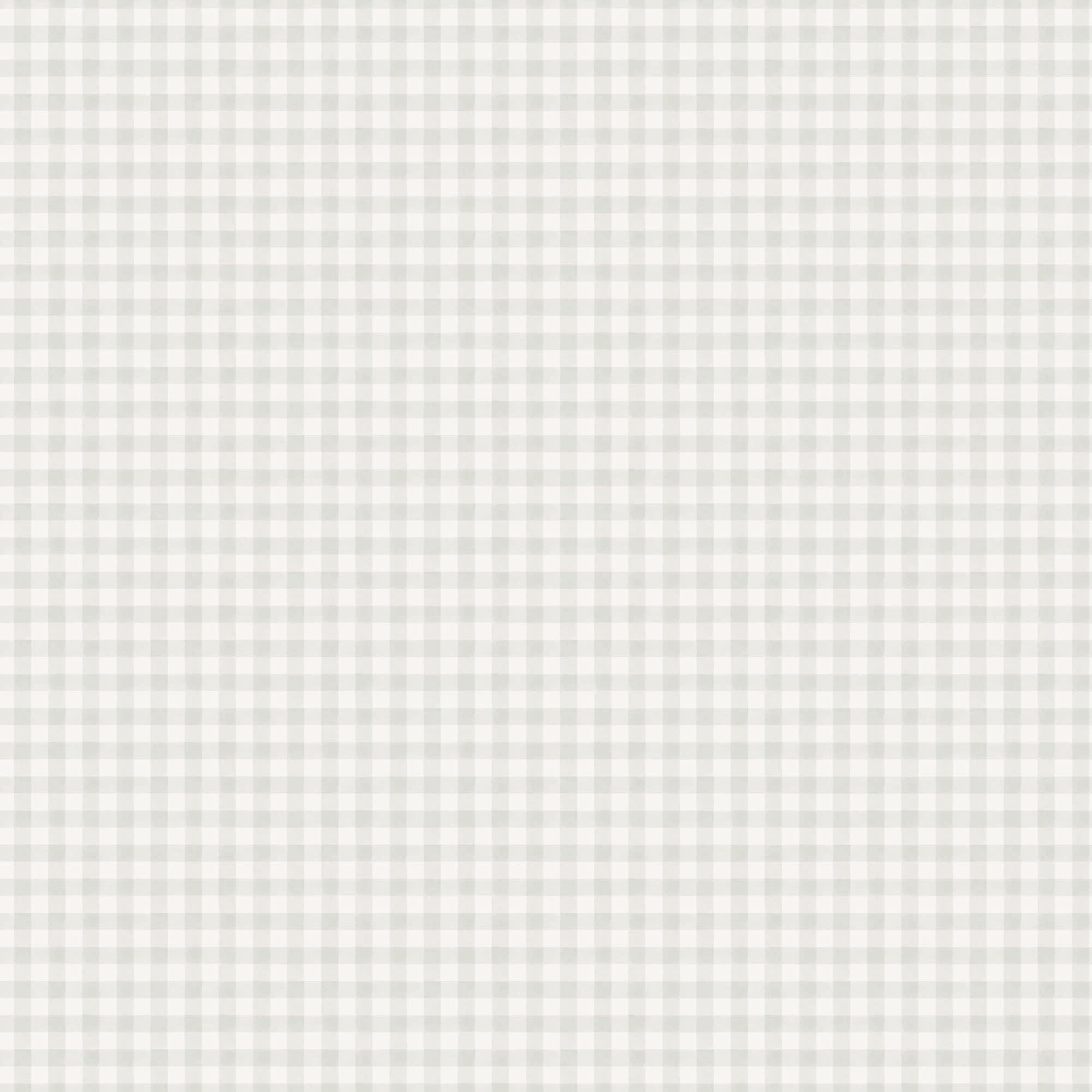 Ruta wallpaper by Sandberg in pale grey-green gingham check on white, flat roll swatch