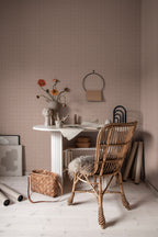 Ruta wallpaper by Sandberg in Terracotta, styled on an interior wall