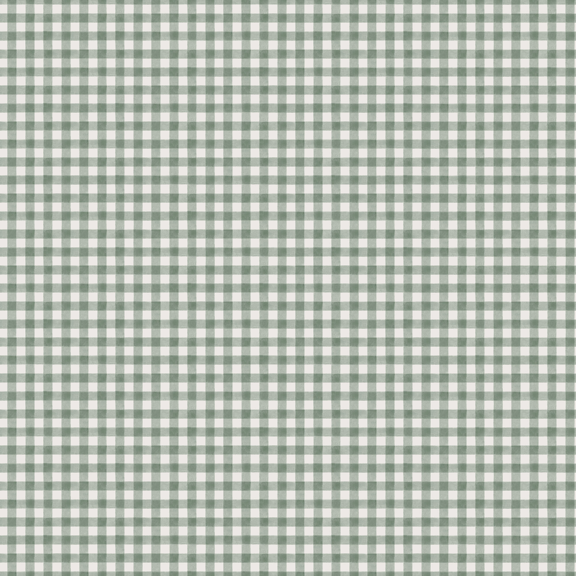 Ruta wallpaper by Sandberg in sage green gingham check on white, flat roll swatch