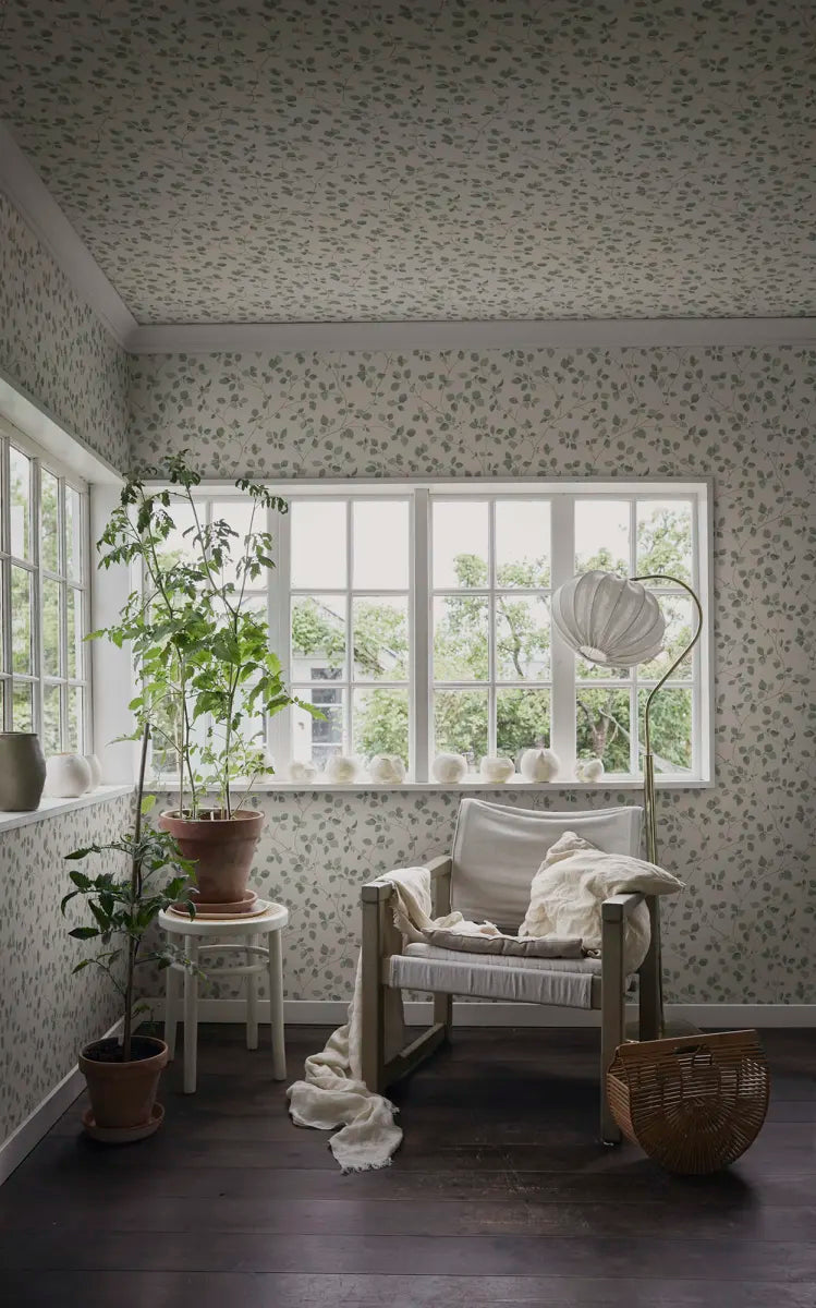 Bokskog wallpaper by Sandberg in a room setting