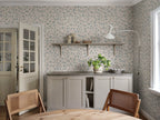 Bokskog wallpaper by Sandberg – Blue – Misty Blue colourway, styled in a second room setting